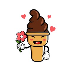 cute ice cream cartoon mascot character