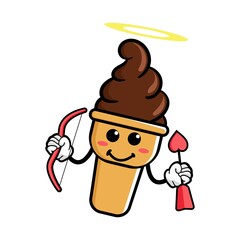 cute ice cream cartoon mascot character