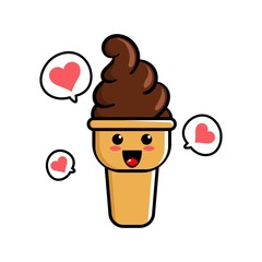 cute ice cream  cartoon mascot character