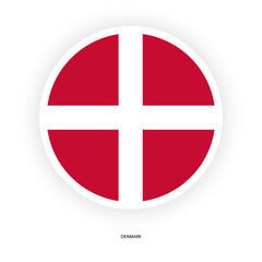 Fototapeta premium Denmark circle flag icon isolated on white background. Danish button flag icon on white background 