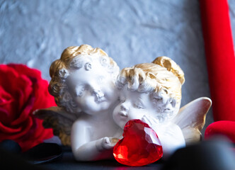 angel with heart. Valentines day. Love concept. Angel. 
