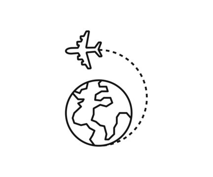 Global world image and airplane icon. Travel concept and tourism seamless. isolated on a white background. Vector.
