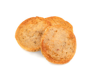 Fried Vietnamese Pork Sausage sliced isolated on white background