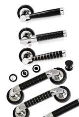 different door handles in black and chrome