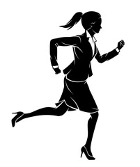 Business Woman Running Silhouette Illustration