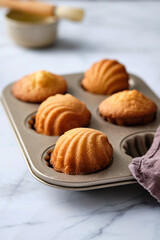 Traditional french madeleine cookies within a vintage.