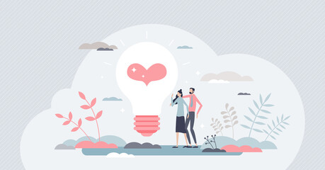 Well-being as positive mindset and partner happiness tiny persons concept