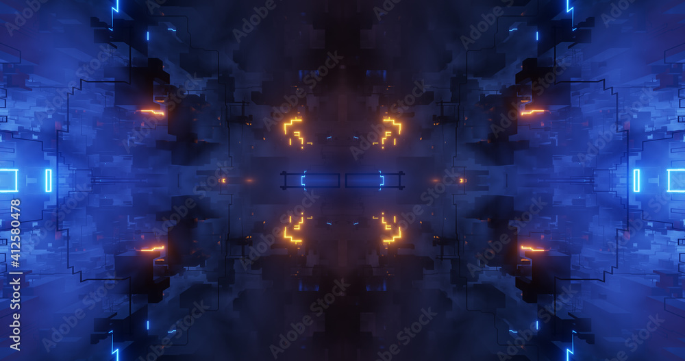 Aufkleber abstract digital tech background. 3d render