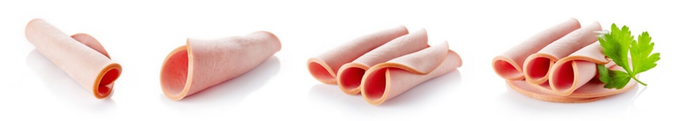 Boiled ham sausage isolated on white background © bigacis