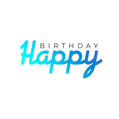 Happy birthday square card or banner on white background and blue gradient letters
