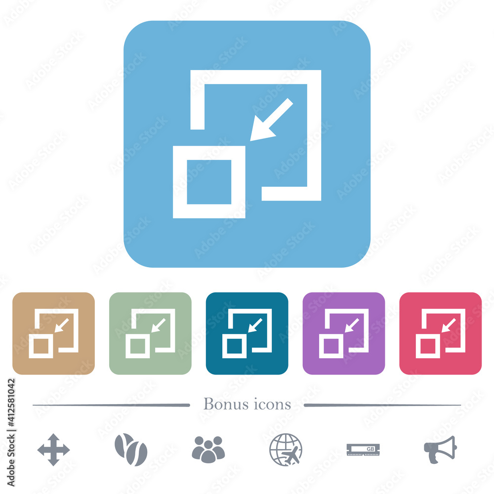 Poster shrink window flat icons on color rounded square backgrounds