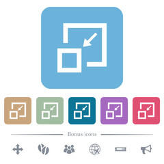 Shrink window flat icons on color rounded square backgrounds