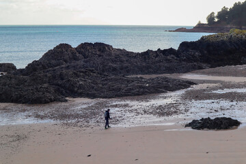 walking on the beach