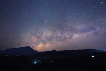 Clearly Milky Way Galaxy in the night sky. Image contains noise and grain due to high ISO. Image...