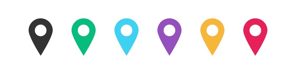 Map pin in modern style on white background. Pointer colors mark. Vector