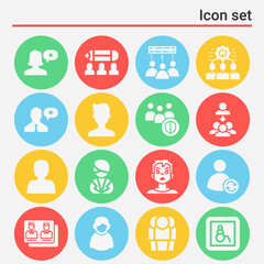 16 pack of member  filled web icons set