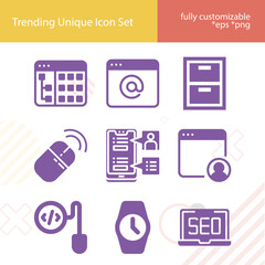 Simple set of www related filled icons.