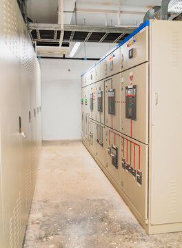 Electrical control cabinet in the factory.