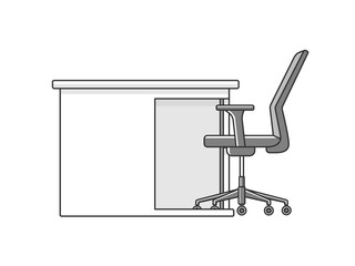 横から見たオフィスデスクとオフィスチェアのイラスト