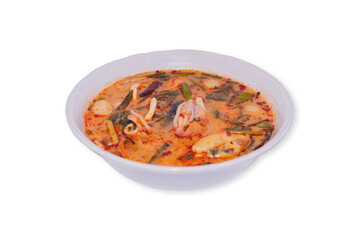 sea food spicy soup, a dish with delicious chili paste and coconut milk.