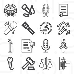 16 pack of statute  lineal web icons set