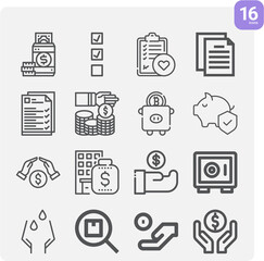 Simple set of accounts related lineal icons.