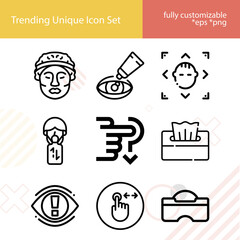 Simple set of facial related lineal icons.