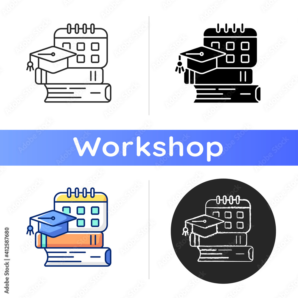 Poster bootcamp icon. long-term intensive training to improve your own professional skills. paid trainings.