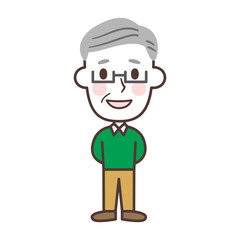 Cartoon grandpa vector illustration かわいいおじいちゃんのキャラクター