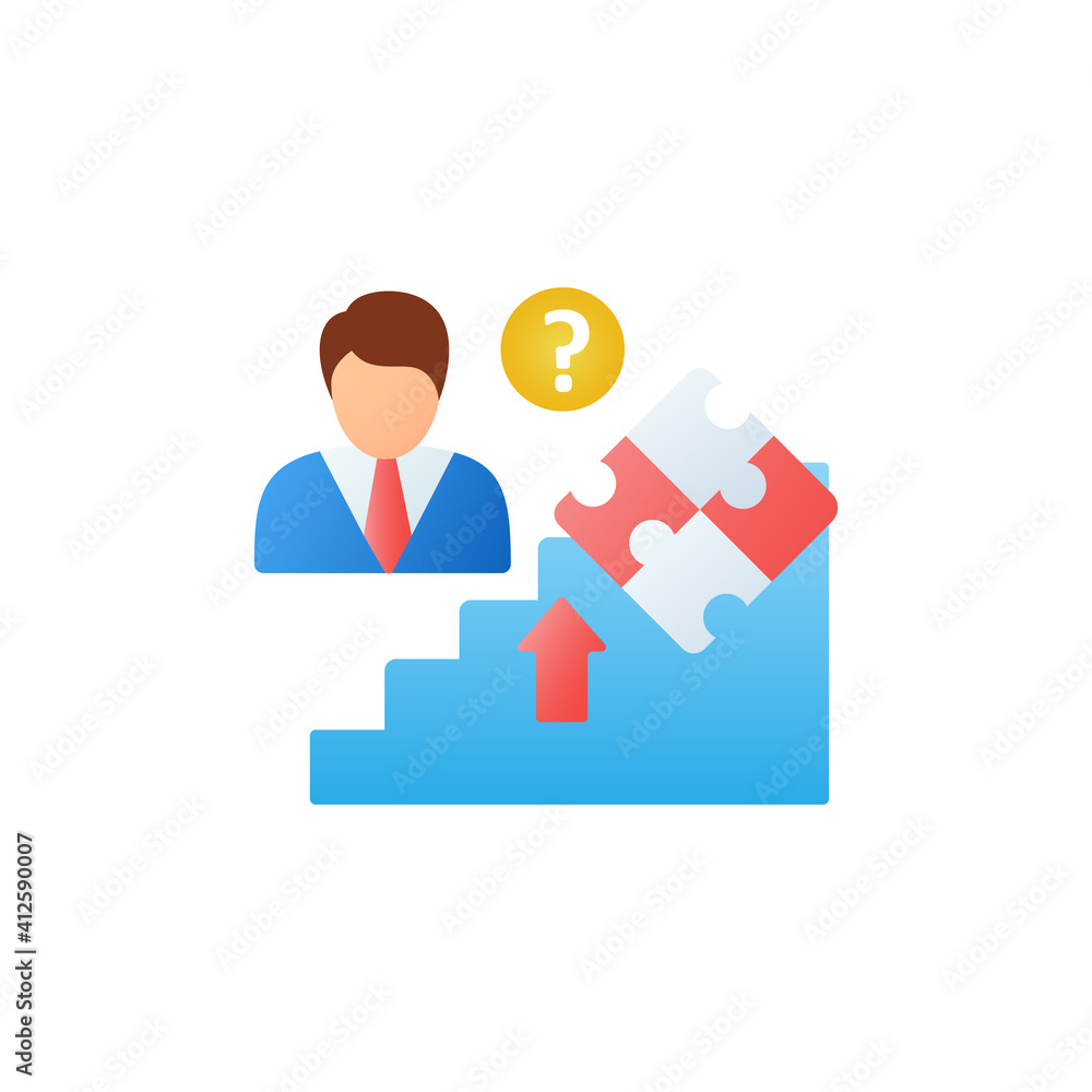Poster self knowledge improving flat icon. self cognition. introspection. self improvement and self realiza