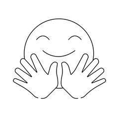 Hugging smiling face emoji outline icon. linear style sign for mobile concept and web design. Happy emoticon simple line vector icon. Symbol, logo illustration. Pixel perfect vector graphics