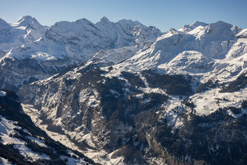 Obraz premium Wengen mountain village in the Bernese Oberland of central Switzerland. Part of the Jungfrauregion.