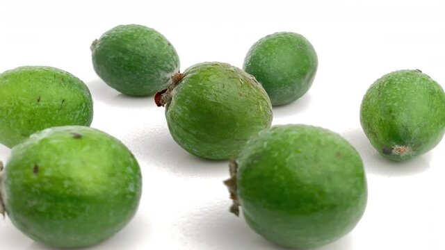 soaked feijoa isolated on white background