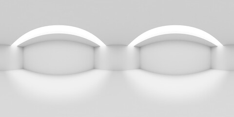 Abstract white room with ceiling lights HDRI map