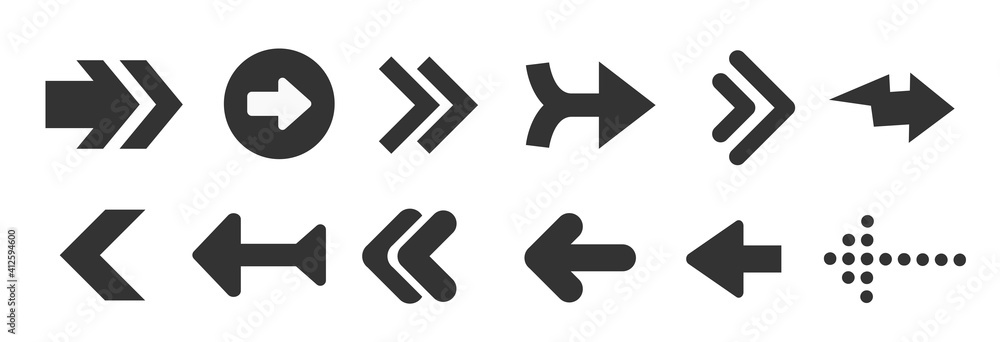 Poster arrows black set icons. arrow icon. arrow vector collection. arrow. cursor. modern simple arrows.