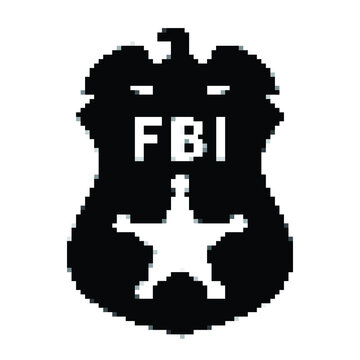Abstract Fbi Badge, Pixelated, Vector Illustration 