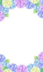 カラフルな紫陽花のベクターイラストフレーム(縦)