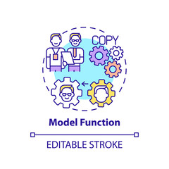 Model function concept icon. Worker adaptation functions of mentor. Ways of behaviour thin line illustration. Provide guidance, motivation. Vector isolated outline RGB color drawing. Editable stroke