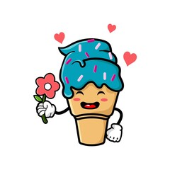 cute ice cream cartoon mascot character