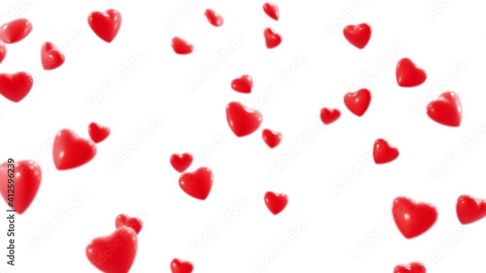 Aufkleber realistic shallow depth of field looping 3d animation of the valentine's day red hearts fly away ren