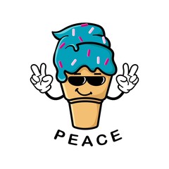 cute ice cream cartoon mascot character