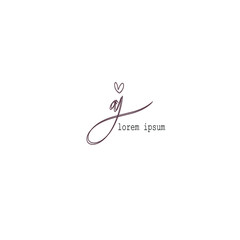 Aj isolated white Initial handwriting or handwritten logo for identity