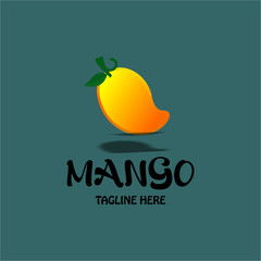 Mango fruit logo. Round linear logo of mango