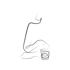 Trendy Line Art Woman Drawing. Minimalistic Black Lines Drawing. Female Figure Continuous One Line Abstract Drawing. Modern Scandinavian Design. Vector Illustration.