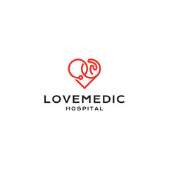 love medical logo design simple line style