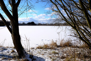 Ein winterlicher Blick auf einen zugefrorenen See