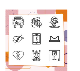 Simple set of 9 icons related to rugged