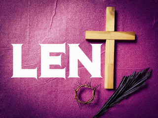 Lent Season,Holy Week and Good Friday Concepts - word LENT with purple vintage background. Stock...