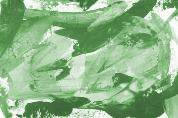 Modern contemporary acrylic background. Green texture made with a palette knife. Abstract painting on paper. Mess on the canvas.