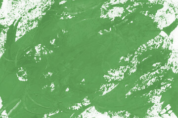 Modern contemporary acrylic background. Green texture made with a palette knife. Abstract painting on paper. Mess on the canvas.